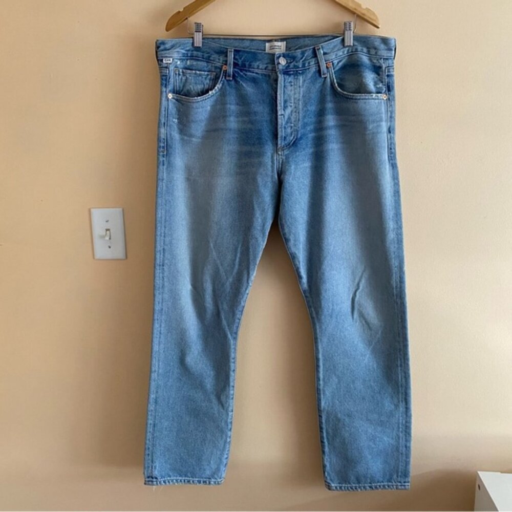 Citizens Of Humanity Emerson Slim Boyfriend Woman 32 Blue Sky Distressed Coastal - Picture 2 of 16
